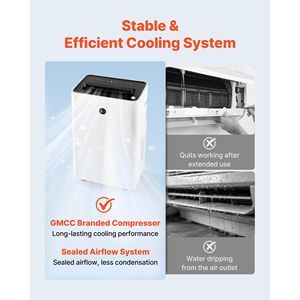 Climatiseur portable 12000 BTU avec écran tactile LED et télécommande, conforme ASHRAE 8150 BTU SACC 4, unité de climatisation 1 étoile - Product Image 5