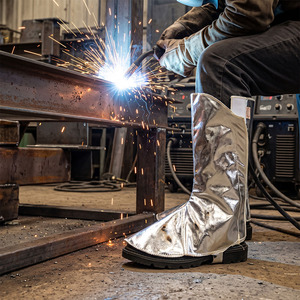Leather Industrial Safety Foot Protection Welded Spats Gaiters <b>Sparks</b> Resistant Workplace Fire Protection 500C-1000C Heat - Product Image 4