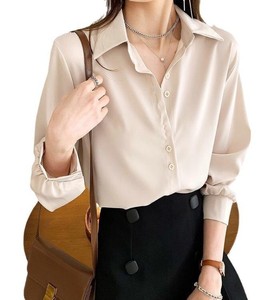 Camisa de Mujer con Botones, Color Sólido, Cuello Clásico, Manga Larga, Blusa de Oficina Clásica, Corte Regular, para Todas las Temporadas - Product Image 5