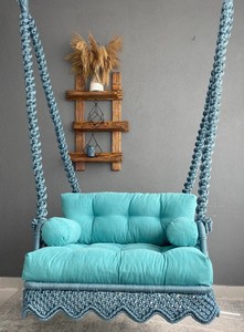 Silla colgante de macramé, columpio redondo grande de macramé, silla colgante de macramé de algodón, silla columpio de macramé, macramé hecho a mano - Product Image 3