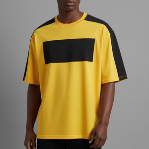 Nouveaux t-shirts pour hommes tendance, coupe ample, épaules tombantes, col rond, manches courtes, coupe baggy, 100% coton, 2 couleurs, style hip hop. - Product Image 2