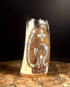 Taza de cuerno para beber de buey de diseño de lujo, taza vikinga con asa, Bebidas frías y calientes talladas personalizadas al precio más bajo - Product Image 2