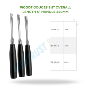 Gouge de Piggot 240 mm – Instrument chirurgical neurochirurgical pour l'élimination osseuse et la décompression de la colonne vertébrale - Product Image 2