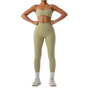Custom Logo <b>Women</b>’s High Waisted 2 Piece Activewear Set Breathable Lightweight Four Way Stretch Sports <b>Jacket</b> and Yoga Leggings - Product Image 4