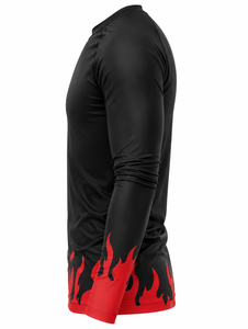 Free Fight Industry Men's Short Sleeve UPF50+ Breathable Rash Guard Black Red <b>Flame</b> Print Quick Dry Compression <b>Shirt</b> - Product Image 4