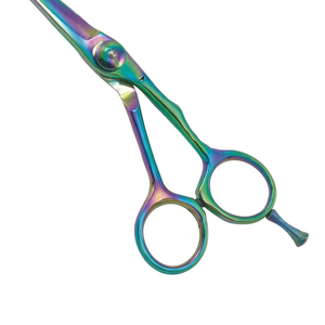 High Quality Titanium Coated Hair Scissors Sharp Straight Blade Barber Salon Cutting <b>Shears</b> Rainbow Finish - Product Image 5
