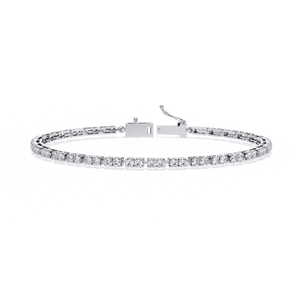 Bracelet tennis double moissanite avec fermoir boîte, design architectural, bijoux unisexe, moderne, segmenté, structuré, géométrique, doré - Product Image 1