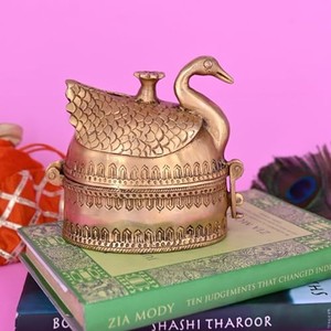 Handcrafted Brass Peacock Wooden Jewelry Casket <b>Box</b> Wholesale from Moradabad - Product Image 3