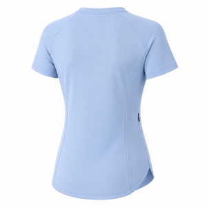 T-shirt de sport personnalisé pour femme, coupe ajustée, col rond, manches courtes, séchage rapide, respirant, écologique, compression, pour la course à pied, la gym, le yoga - Product Image 2