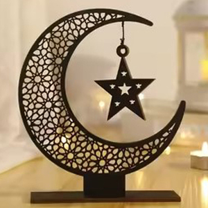 Décoration islamique idéale pour embellir la maison en période festive, lot de 2 pièces uniques, centre de table en métal pour le Ramadan, avec sculpture complexe - Product Image 2