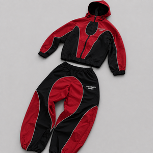 Ensemble de survêtement sportif d'hiver pour homme, veste coupe-vent à capuche, pantalon de jogging, matière polyester/nylon, séchage rapide, léger, 2 en 1 - Product Image 1