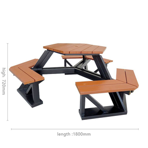 Ensemble <span class=keywords><strong>de</strong></span> meubles <span class=keywords><strong>de</strong></span> jardin d'extérieur sur mesure, résistant à l'eau, avec <span class=keywords><strong>table</strong></span> et bancs en plastique et en bois - Product Image 2