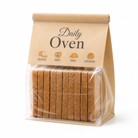 Sacs à pain en papier kraft avec fenêtre transparente, fermeture à lien métallique auto-adhésif, emballage pour boulangerie, pochette alimentaire de qualité alimentaire 450g