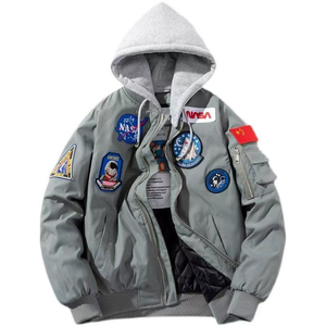 Veste universitaire en velours côtelé pour homme et femme, style Astronaut Pilot, coupe-vent, respirante, écologique, col montant, par Fabric Studio - Product Image 5