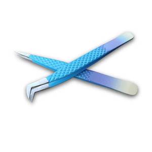 แหนบต่อขนตา Morje Surgical Precision สแตนเลสสตีล ด้ามไล่เฉดสีน้ำเงิน ปลายเรียบ สำหรับต่อขนตา รุ่น MS-ET-0007 - Product Image 1
