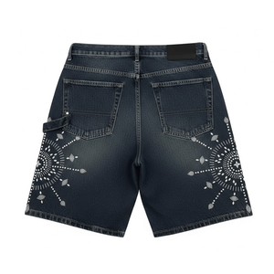 Shorts en jean personnalisés pour hommes et femmes, longueur genou, quatre poches, en coton et élasthanne, style streetwear, jean en denim pour hommes - Product Image 1