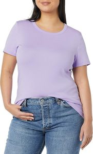 T-shirt à col rond à manches courtes pour femme Coupe classique Couleur unie 100% coton Respirant Style décontracté Toutes saisons - Product Image 4