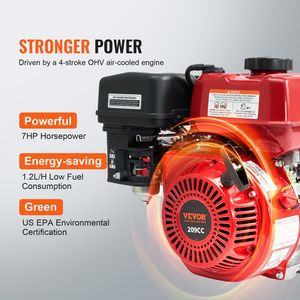 Pompa per rifiuti a benzina da 7HP 132GPM con motore a 4 tempi, tubo di uscita da 25ft/7.62m, pompa per il trasferimento dell'acqua - Product Image 4