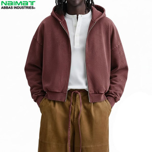 Sweat-shirt à capuche zippé intégral pour homme, en polaire épaisse et chaude, coupe ample, uni - Product Image 4