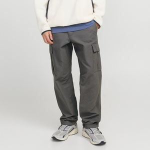 Pantalon cargo léger de haute qualité pour homme, noir teint, coupe droite, pantalon de jogging décontracté multi-poches - Product Image 3