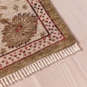 Hand Knotted Persian Floral Low Pile Anti-Slip Washable Eco-Friendly PET Friendly Home Rug Classic Oushak Design Brown Afgan - Product Image 1