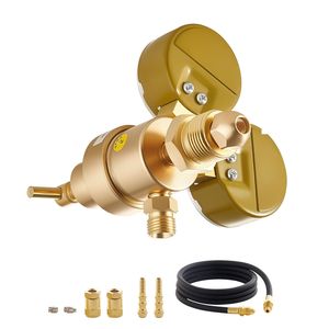 เกจวัดแรงดันอาร์กอน CO2 สำหรับเชื่อมพร้อมสายยางยาว 8.2 ฟุต 0-60 SCFH 0-4000 PSI วัสดุทองเหลืองสำหรับ TIG/MIG - Product Image 1