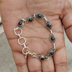 Natural Garnet 925 Sterling Silver Adjustable <b>Bracelet</b> Handmade Gemstone Jewelry Elegant Designer <b>Boho</b> <b>Bracelet</b> for Women & Men - Product Image 3
