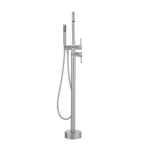 Rubinetto per vasca da bagno freestanding con doccia a pioggia, miscelatore a pavimento per vasca, rubinetto con beccuccio girevole a 360 gradi, due modalità di erogazione dell'acqua - Product Image 1