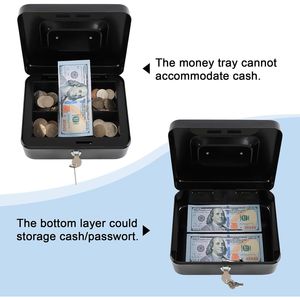 Medium Metal Cash <b>Box</b> with Money Tray and Key <b>Lock</b> Small Safe Metal Drawer - Product Image 5