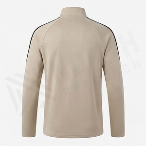Survêtement beige pour homme, manches longues, col montant, fermeture éclair sur le devant, vêtements de sport décontractés avec poches latérales, tenue d'automne - Product Image 2