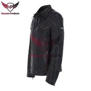 Chaqueta de Cuero Genuino Negra para Hombre, Ajustada, Estilo Motero, Cafe Racer, de Piel de Vacuno, con Hombros Acolchados, Clásica, Personalizada, Cálida para Invierno - Product Image 3