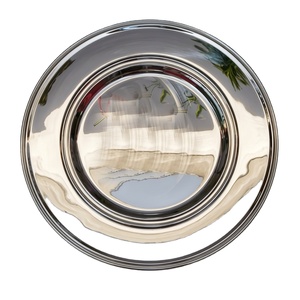 Assiette de présentation ronde élégante en argent, en métal, décorative, pour mariage, banquet, hôtel, restaurant, vente en gros - Product Image 1