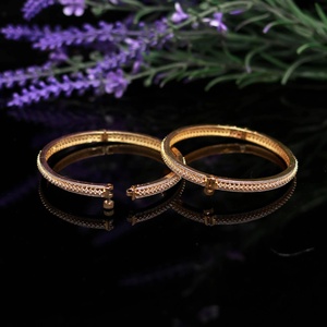 22K Yellow Oxidised Gold Plated Brass CZ Bangle <b>Red</b> Green White Wedding Channel Setting Indian Bridal Kada Bollywood Jewelry - Product Image 2
