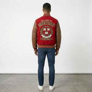Men's Wool Varsity <b>Jacket</b> Leather Sleeves Chenille Embroidery Winter <b>Letterman</b> <b>Jacket</b> OEM - Product Image 6