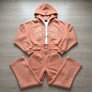 Women Customized Embroiled Print Front Zipper Track Suit 400 GSM High Quality Eco-Friendly Cropped Sweatshirts <b>Pants</b> Set Ladies - Product Image 6