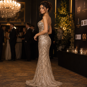 Luxury Strapless Mermaid Evening Gown Women | Embroidery Beading Formal Party Dress | Elegant Wedding Reception Prom Maxi Dress - Product Image 3