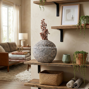 <b>Handmade</b> Grey Rustic Ceramic Vase Collection Decorative <b>Pottery</b> Flower Vase for Home Decoration - Product Image 4