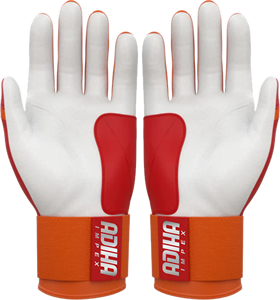 Gants de frappe en cuir Adiha Impex pour le baseball, rouge/blanc, fermeture auto-agrippante, unisexe adulte, entraînement, couleurs et tailles personnalisables, durables - Product Image 2