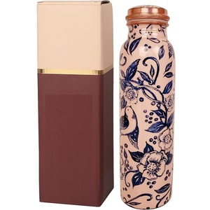 Eco-Friendly Reusable Porcelain Blue & <b>Pink</b> Copper Water <b>Bottle</b> Wellness Drinkware Bio-Charged Vessel - Product Image 2