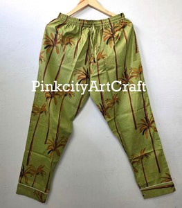 Ensemble de pyjama d'été pour femme en coton 100% imprimé floqué jaune moutarde de qualité supérieure, confortable, respirant, séchage rapide, taille élastique - Product Image 2