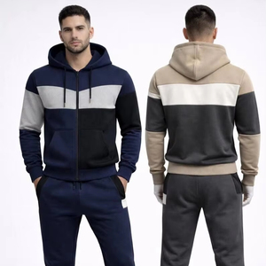 ชุดเซ็ตแทรคสูทสีสันตัดกันแบบยูนิเซ็กซ์ เสื้อฮู้ดซิปและกางเกงจ็อกเกอร์เข้าชุด สไตล์สตรีทแวร์ - Product Image 1