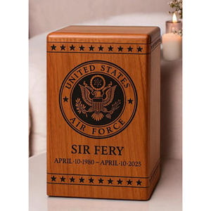 โกศไม้ทำมือสำหรับทหารอากาศ – โกศอนุสรณ์สำหรับใส่เถ้ากระดูก มีหลายขนาด ของที่ระลึกเพื่อความทรงจำ โดย AYAANS - Product Image 1