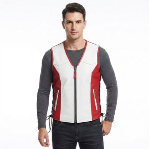 Men Zipper <b>Leather</b> Waistcoat Mens V-Neck <b>Leather</b> <b>Vest</b> Mens Sleeveless <b>Leather</b> Waist Coat Men <b>Leather</b> <b>Vest</b> With Side Pockets - Product Image 1