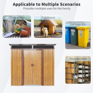 Abri de jardin en métal couleur café de 1,8 m x 1,5 m avec fenêtre et plaque transparente pour le rangement du jardin et de la pelouse - Product Image 6