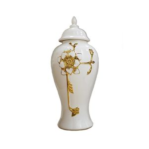 Vaso di porcellana in ceramica con effetto vapore barattolo di zenzero con Design fiore d'oro - Product Image 1