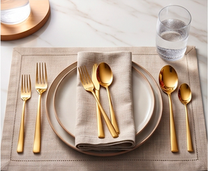Elegant <b>Gold</b> Flatware Set With High <b>Mirror</b> Polish Dishwasher Safe Metal Cutlery For Wedding <b>Table</b> Settings - Product Image 1