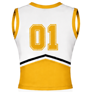 Ensemble d'uniformes de cheerleading jaune doré, haut sans manches à col en V, jupe plissée, tenue de danse pour équipe sportive, entraînement, vêtements de sport - Product Image 4