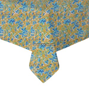 Cotton Block Printed Square Dining <b>Table</b> <b>Linen</b> <b>Cloth</b> Custom <b>Table</b> Cover Best Price Tablecloth for Home or Commercial Use - Product Image 3