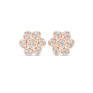 Pendientes de compromiso de oro rosa de 14 quilates con diamantes cultivados en laboratorio para mujer |   Diamante Cultivado Nuevo - Product Image 1