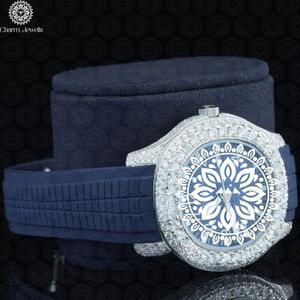 Caja de Reloj de Acero Inoxidable con Terciopelo Azul Charm Jewels, Cierre Oculto con Botón, Almacenamiento de Joyería de Lujo, Relojes Mecánicos - Product Image 3